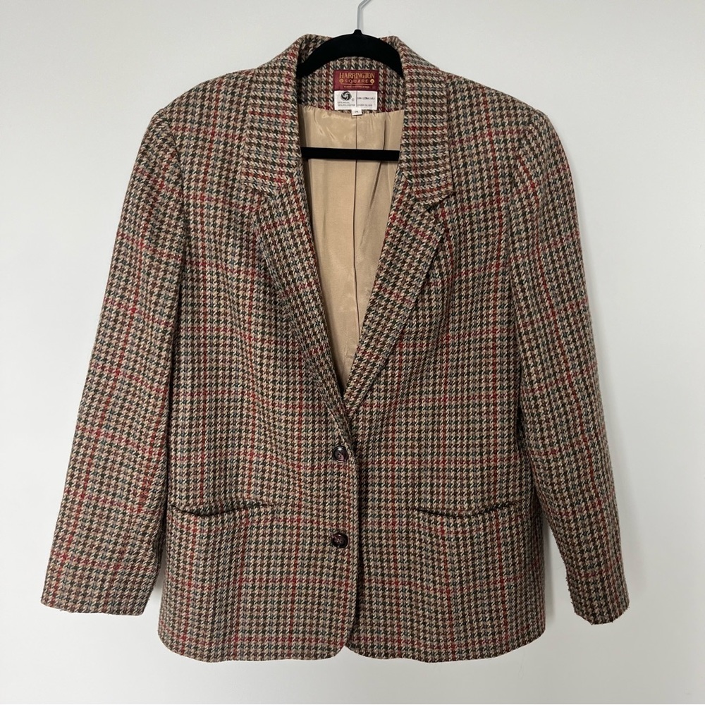 Vintage Wool Herringbone Oversized Blazer